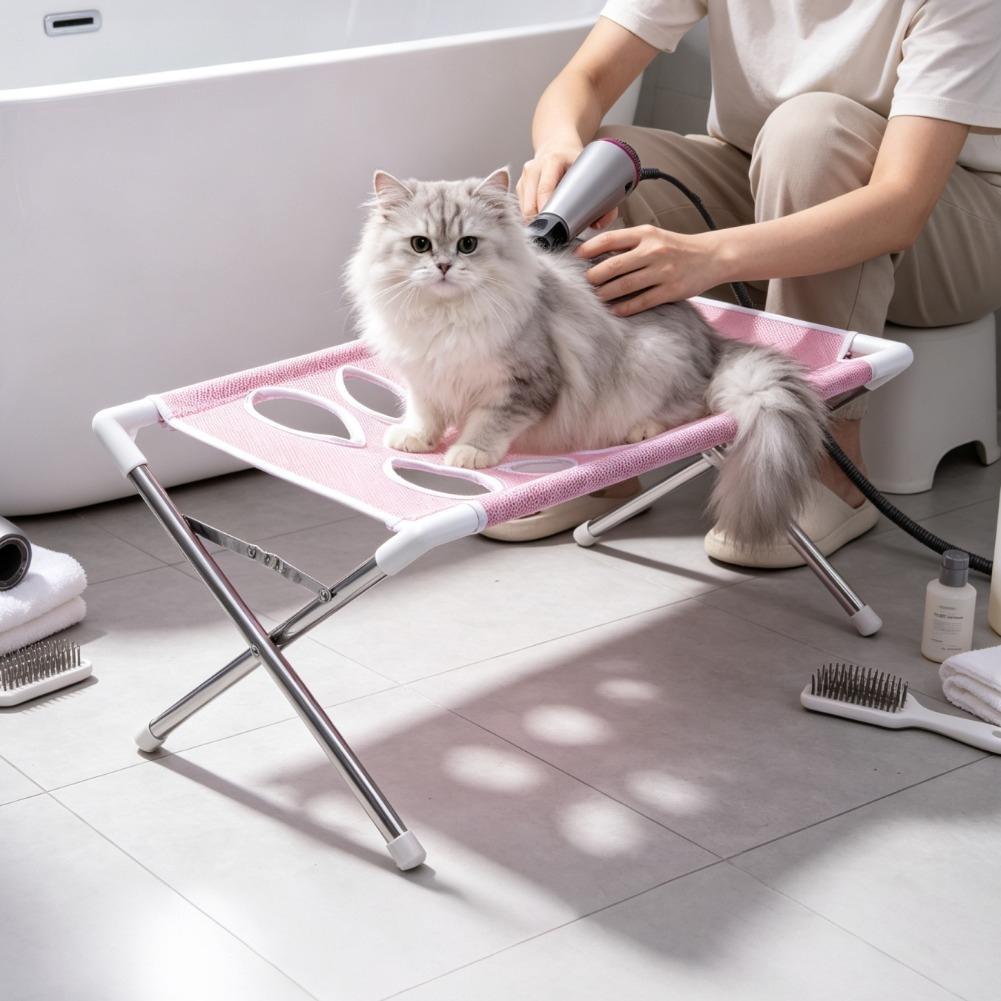 Water Bath Laboratory - 通気性のあるメッシュ製ペット用バススタンド、折りたたみ式猫犬用バス台、小型ペット用バス省力サポートフレーム ﻿
