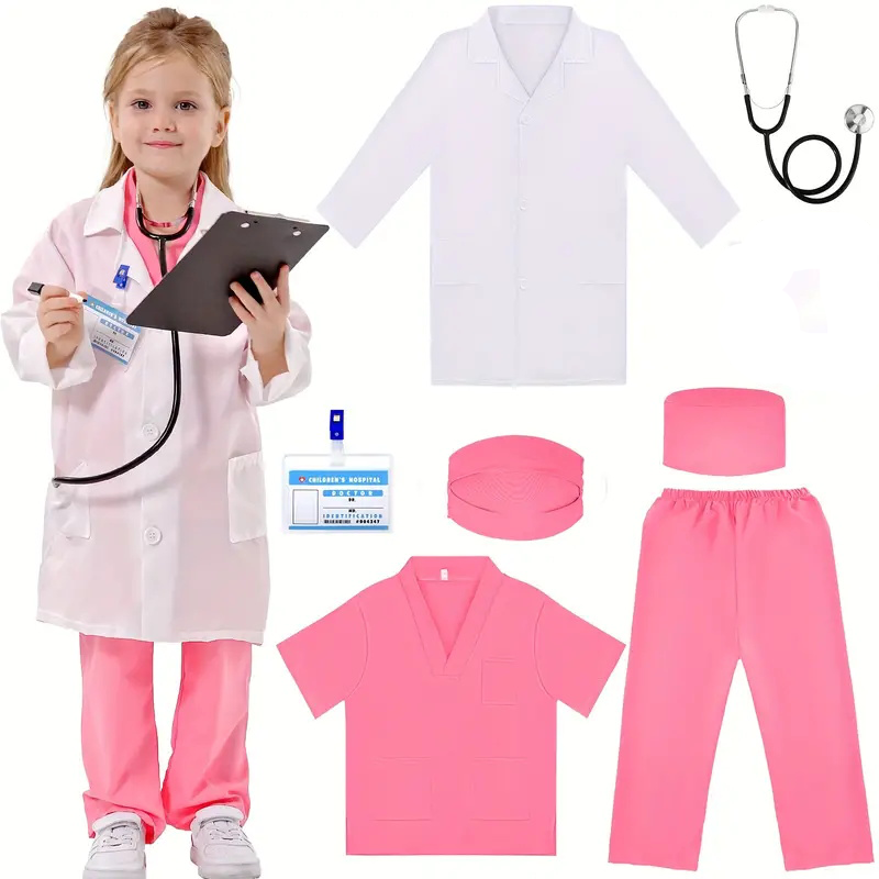 子供のための医師と看護師のコスプレ衣装,白い実験室のコート, - Medical Lab Units のレビューと価格