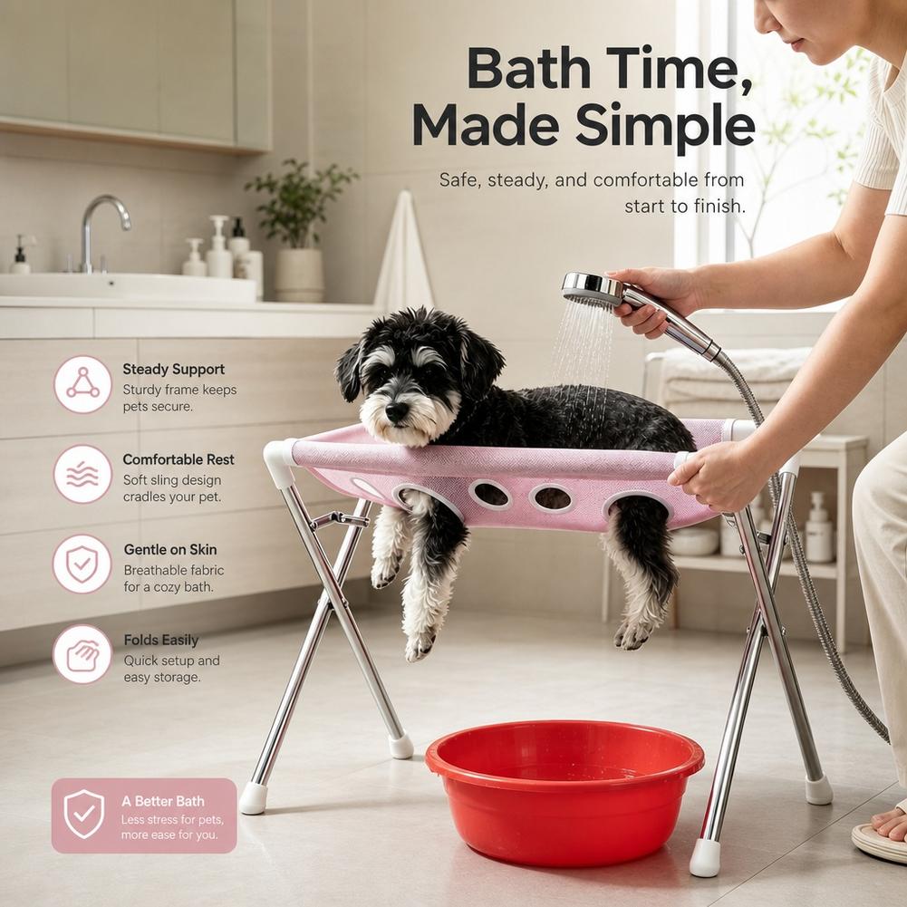通気性のあるメッシュ製ペット用バススタンド、折りたたみ式猫犬 - Water Bath Laboratory のレビューと価格